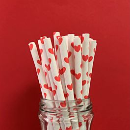 Red Heart Shape Paper Straws — STRAWTOPIA